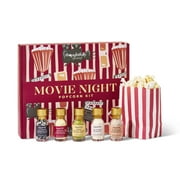 Thoughtfully Gourmet, Movie Night Popcorn Set, Includes Yellow and Mixed Popcorn Kernels, 10 Paper Bags, 5 Seasonings & Toppings