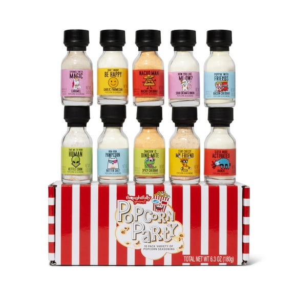 Thoughtfully Gourmet Popcorn Seasoning Variety Pack Party Sampler Gift Set 10 Count