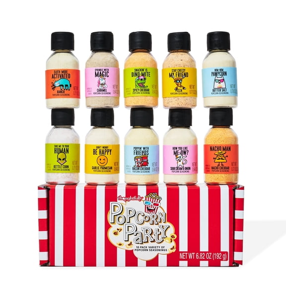 Thoughtfully Gourmet Popcorn Seasoning Variety Set, Party Sampler Gift Set, 10 count