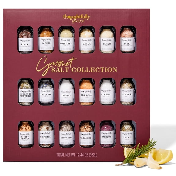 Thoughtfully Gourmet Flavored Salt Sampler Gift Set for a Tequila Day Celebration, Vegan and Vegetarian, 18 Count