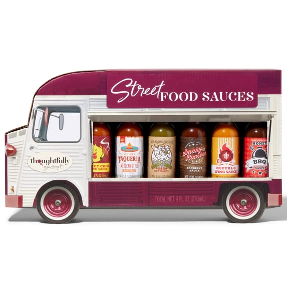 Thoughtfully Gourmet, Street Food Sauces Hot Sauce and BBQ Gift Set, Great Gift for Dad, Grill Masters and Spice Lovers for Birthdays and Holidays