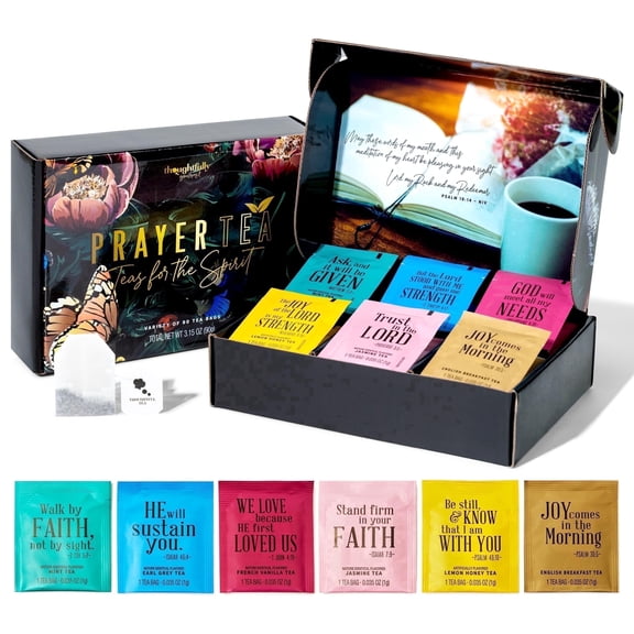 Thoughtfully Gourmet, Tea Affirmations Christian Prayer Gift Set, Set of 90