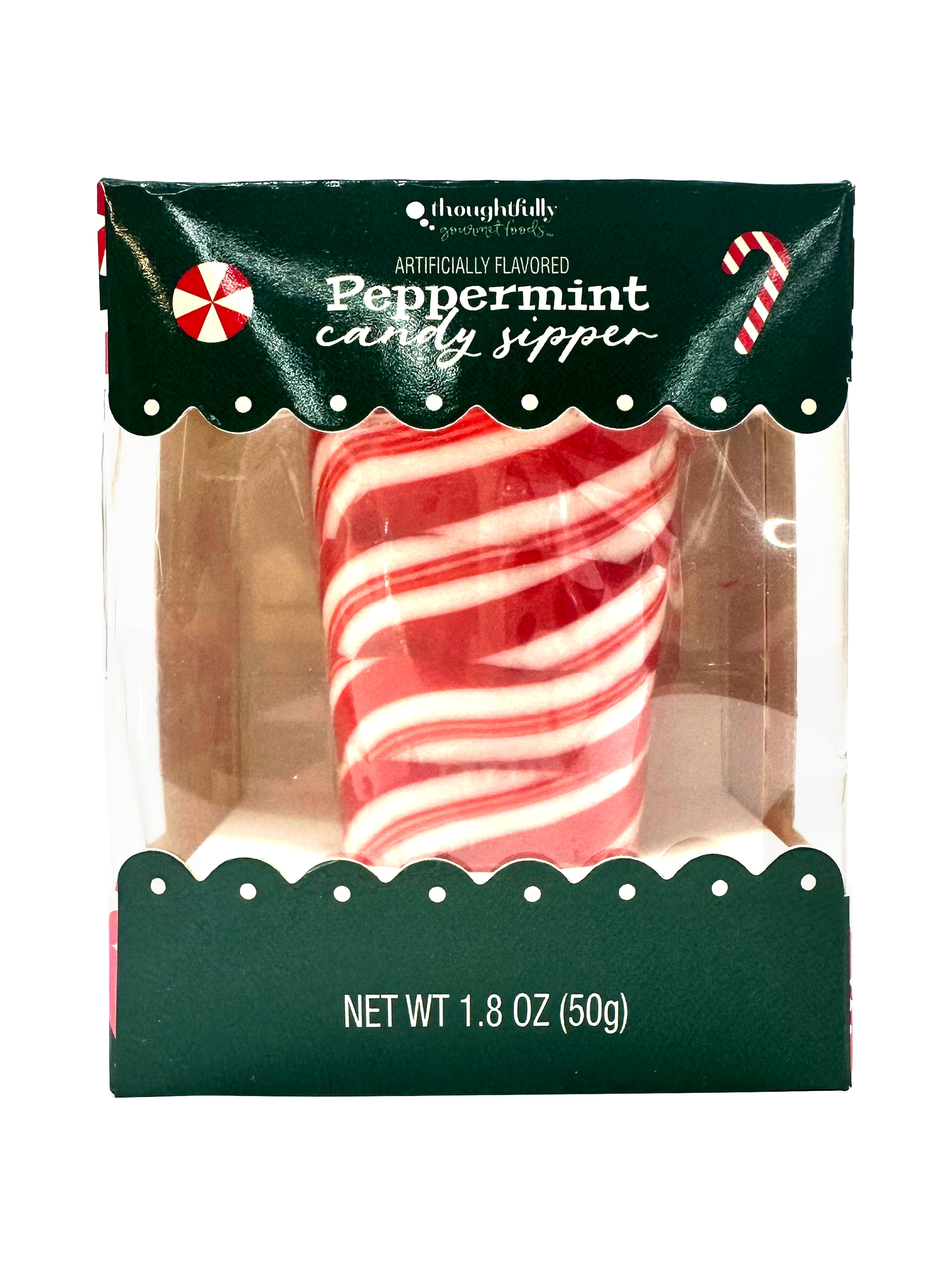 Thoughtfully, Peppermint Candy Sipper, Holiday Gift, Food Form Solid, Size 1.8 oz