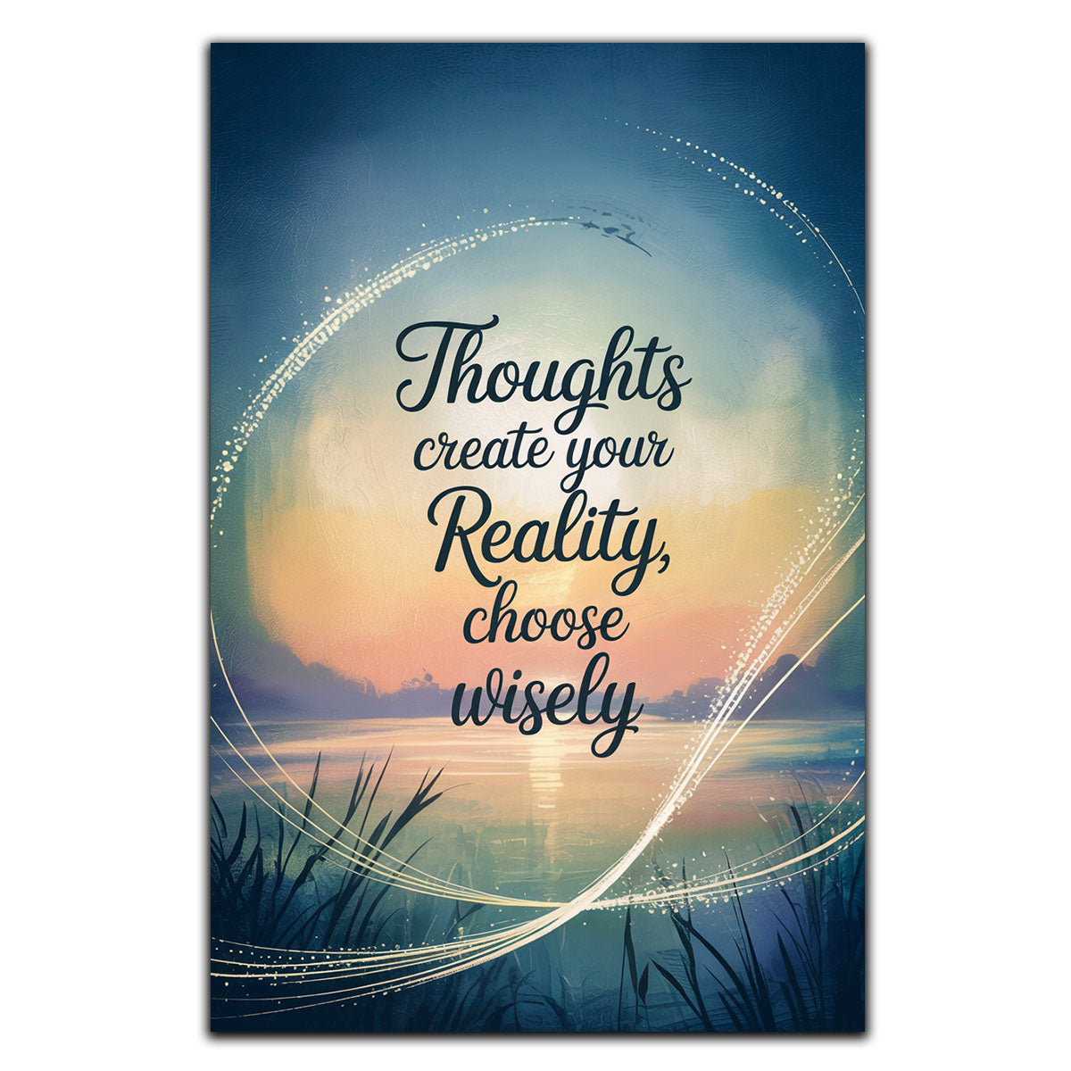 Thoughts Create Your Reality Canvas Wall Art,Color Flower Inspirational ...