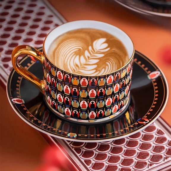 Thousand Buddhas Pattern Coffee Cup Pair