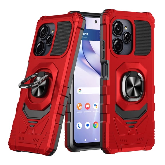 Thousand Gear BLU View Speed Ultra 5G B1660V Case, Tempered Glass, Magnetic Ring Kickstand - Red