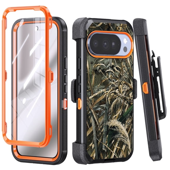 Thousand Gear Compatible for Google Pixel 11 Pro 2026 Grizzly Case, Belt Clip Holster Built-in Screen Protector Kickstand Rugged Shockproof Cover - Camo