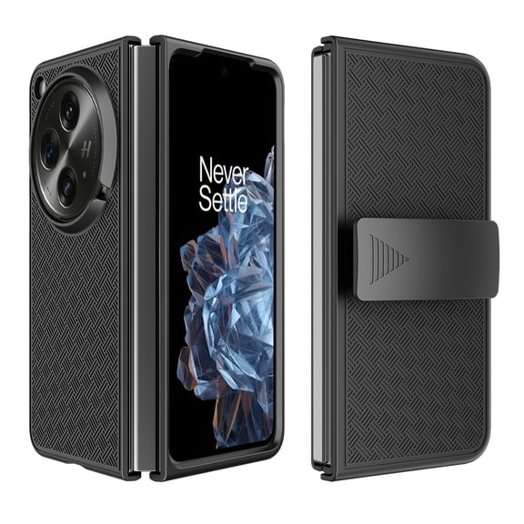 Thousand Gear Compatible with OnePlus Open / Oppo Find N3 Case, Belt Clip Holster, Built-in Screen Protector, Kickstand, Rugged Shockproof Shell Cover, Black