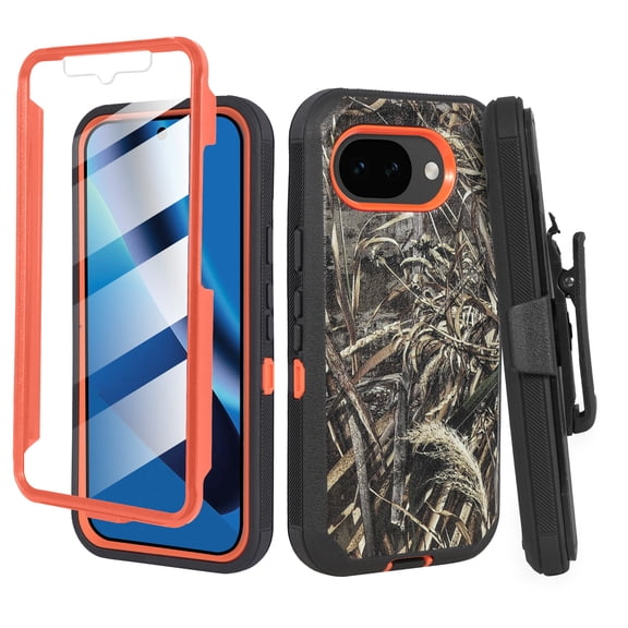 Thousand Gear Compatible for Google Pixel 10 Pro Case with Belt Clip, Rugged Full Body Holster Case with Built-in Screen Protector, Camo