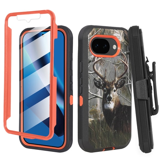 Thousand Gear Compatible for Google Pixel 10 Pro Case with Belt Clip, Rugged Full Body Holster Case with Built-in Screen Protector, Deer