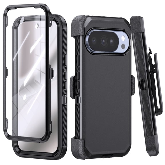 Thousand Gear Compatible for Google Pixel 11 Pro XL 2026 Case, Belt Clip Holster Built-in Screen Protector Kickstand Rugged Cover - Black