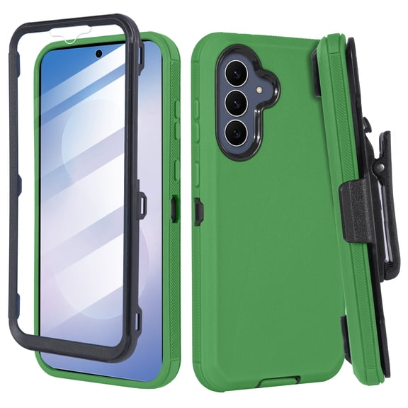 Thousand Gear Compatible for Samsung Galaxy S26 FE Case Built-in Screen Protector Belt Clip Holster Rugged Full Body Cover, Green