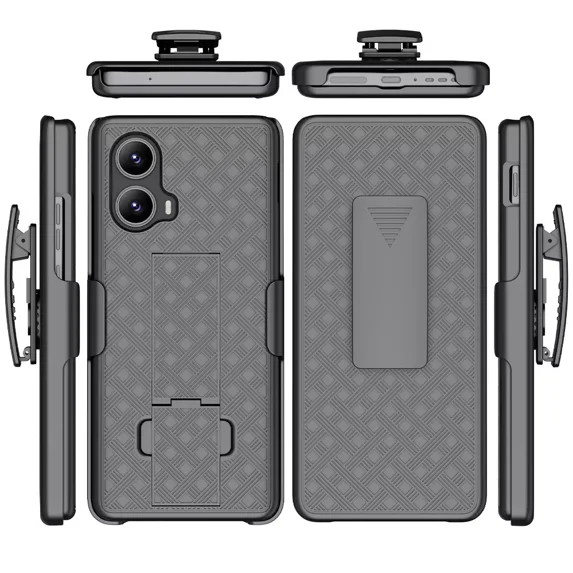 Thousand Gear For Motorola Edge 5G (2024) Shell Holster Combo Case, Cover Belt Clip + Screen & Fast Home Charger Power Adapter
