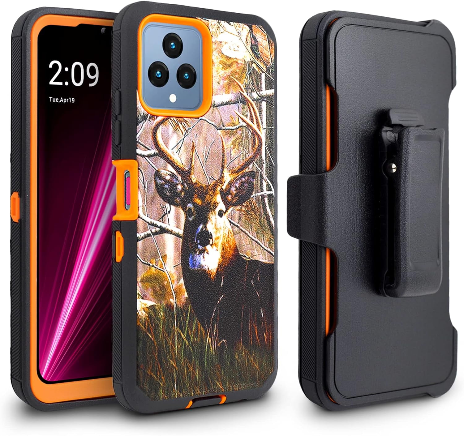 Belt Clip Holster Case With Kickstand For T-Mobile Revvl 6x 5G / Revvl 6 -  Rugged Dual Layer Protection Dual Layer Shockproof Case