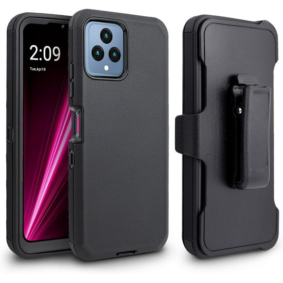 Thousand Gear for T-Mobile Revvl 6X 5G Phone Holster Phone Case with Built-in Screen Protector Swivel Belt Clip Heavy Duty Full Body Protection Shockproof Kickstand Cover (Black)
