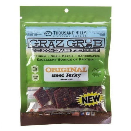 Thousand Hills Beef Jerky, Original, Grass-Fed-2 oz