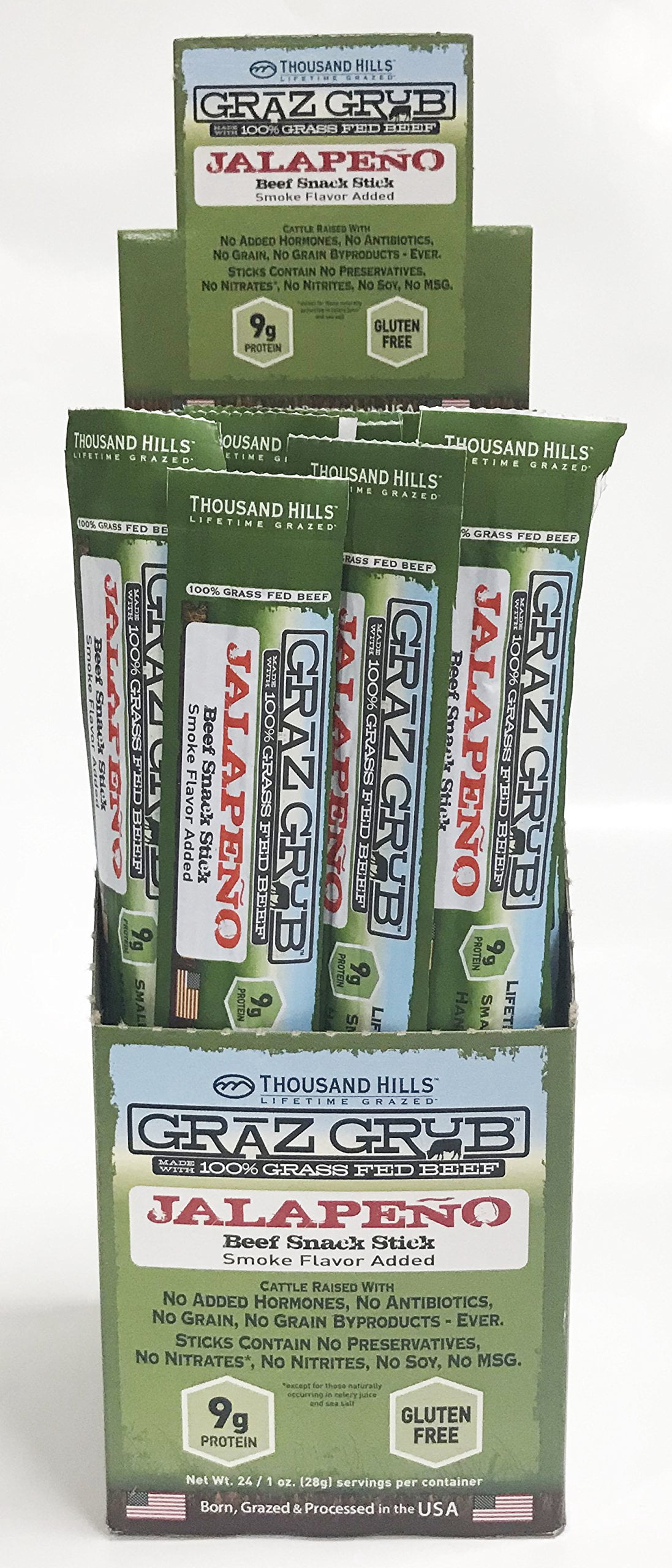 Thousand Hills Lifetime Grass Fed Jalapeno Beef Snack Stick 1oz (Pack of 48)