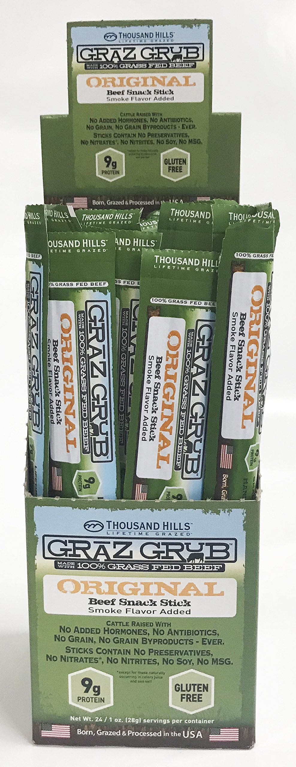 Thousand Hills Lifetime Grass Fed Original Beef Snack Stick 1oz (Pack of 48)