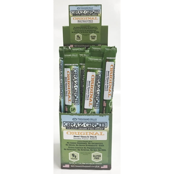Thousand Hills Lifetime Grass Fed Original Beef Snack Stick 1oz (Pack of 48)