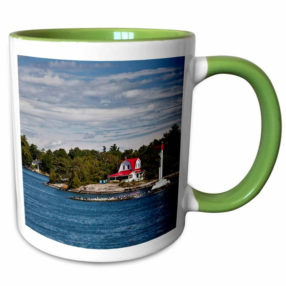 3drose, Thousand Islands Home on the St Lawrence River in New York, Usa, 11oz Two-tone Green Mug