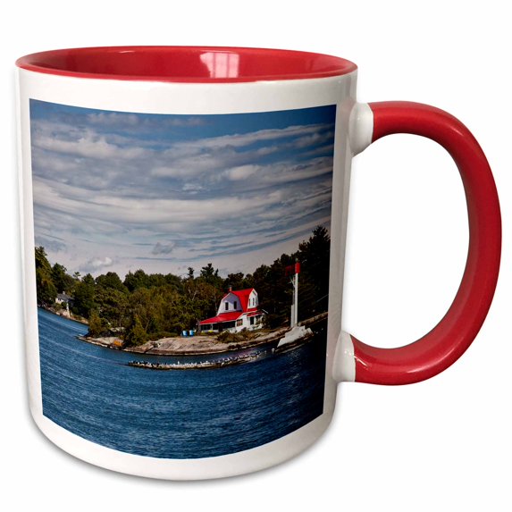 3drose, Thousand Islands Home on the St Lawrence River in New York, Usa, 11oz Two-tone Red Mug