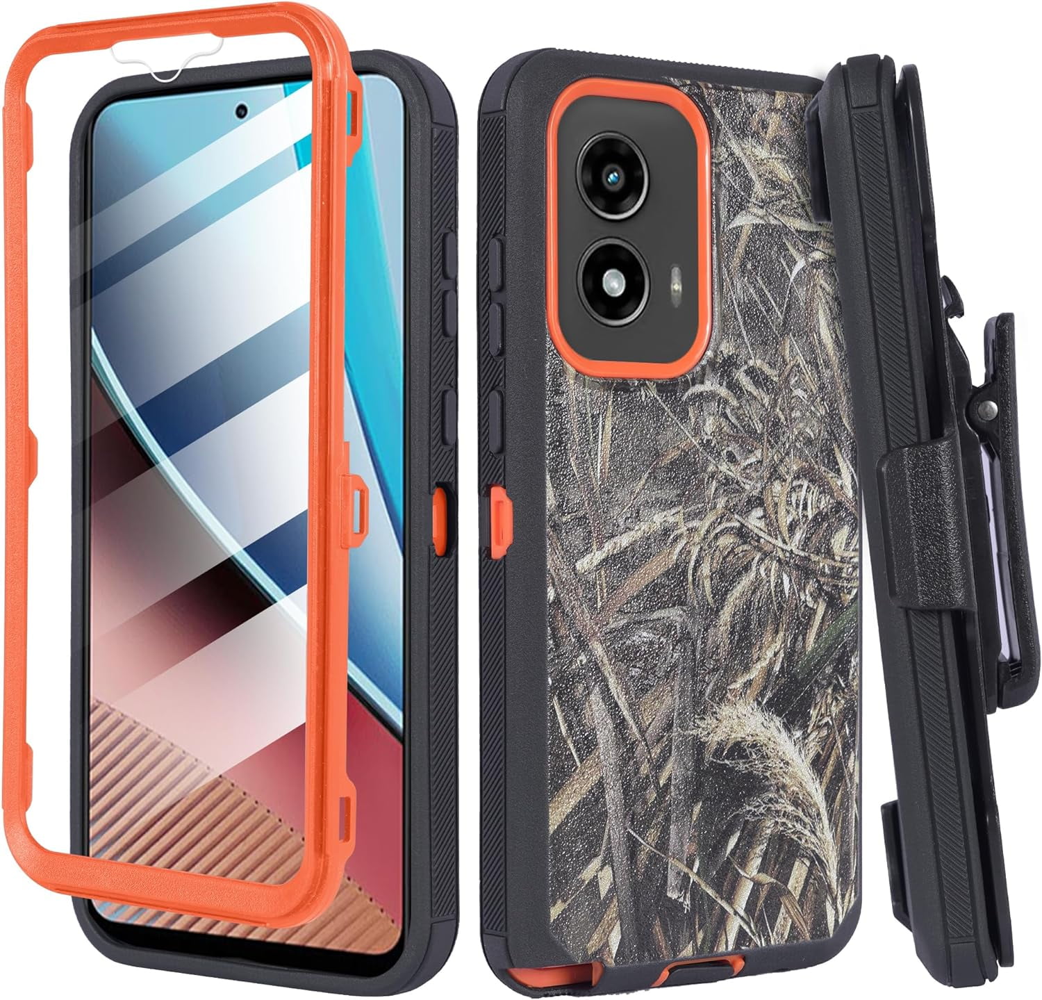 ThousandGear Compatible for Motorola Moto G Stylus 5G 2024 Case with Clip Belt Holster, Heavy Duty Military Grade Drop Protective Case (Camoflauge) & Fast Wall Charger Kit
