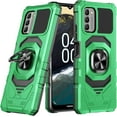 thumbnail image 1 of ThousandGear Compatible for Nokia G310 5G Case, with Tempered Glass Screen Protector, Metal Ring Magnetic Support Kickstand Heavy Duty Protection Phone Case (Green), 1 of 5