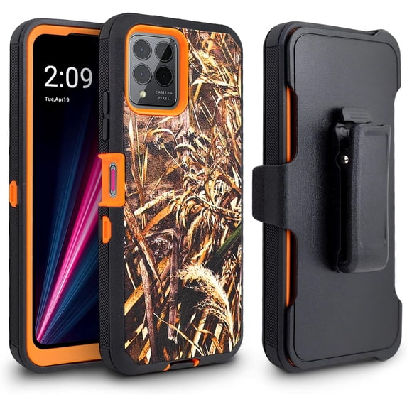 ThousandGear for Revvl 6X Pro 5G, Revvl 6 Pro 5G Phone Phone Holster Phone Case with Built-in Screen Protector Swivel Belt Clip Heavy Duty Full Body Protection Shockproof Kickstand Cover (Camo)