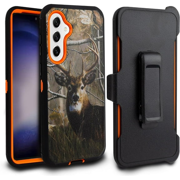 ThousandGear for Samsung Galaxy S23 FE 5G with Belt Clip Holster, Built in Screen Protector Heavy Duty Rugged Full-Body Protective Case with Kickstand (Deer)