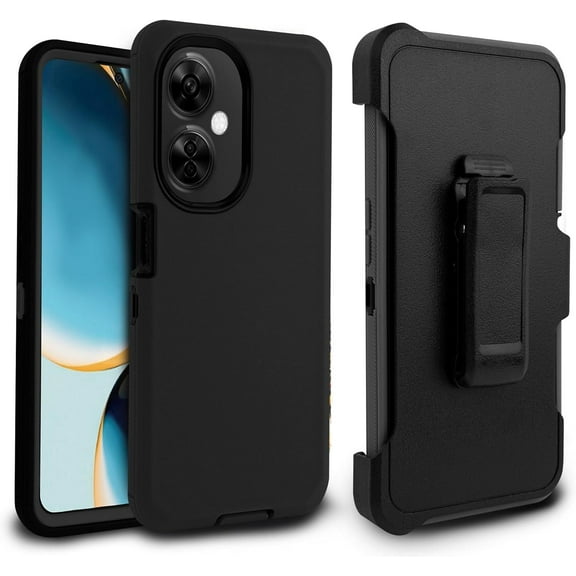ThousandGear Shockproof Phone Case Compatible OnePlus Nord N30 5G with Belt Clip Holster Phone Case, Heavy Duty Rugged Full-Body Cover with Kickstand Built in Screen Protector (Black)