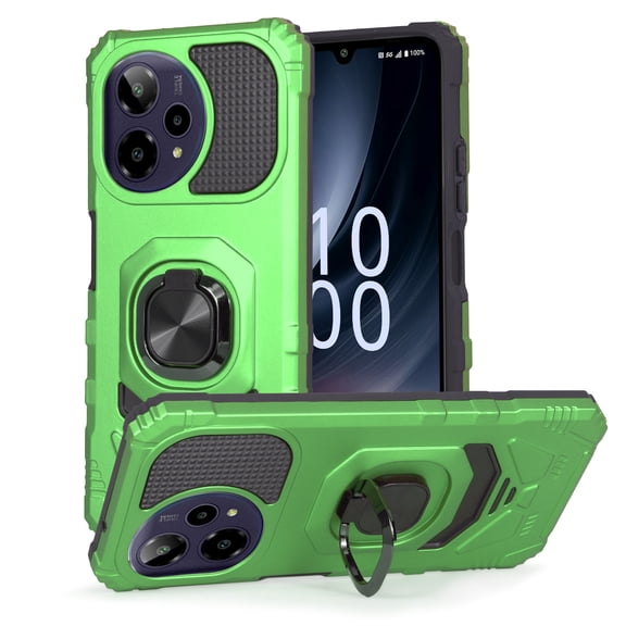 Thousandgear Compatible for Cricket Icon Plus - 2026 / AT&T Verge 2 Phone Case, Hybrid Magnetic Ring Kickstand Holder Full-Body Armor Protective Military Grade Cover with Screen Protector, Green