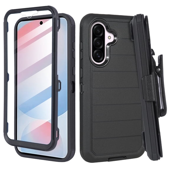 Thousandgear Compatible for Samsung Galaxy A56 5G / Galaxy A56 / Samsung A56 / SM-A566 Rugged Case with Built-in Screen Protector Belt Clip Holster Black