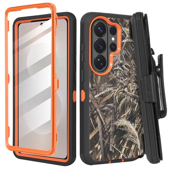Thousandgear Compatible for Samsung Galaxy S26 Ultra Holster Case with Built-In Screen Protector, Heavy Duty Rugged Shockproof Belt Clip Kickstand, Camo Orange
