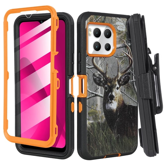 Thousandgear Compatible for T-Mobile REVVL 7 Pro 5G / T Phone 2 Pro 5G Case with Belt Clip Holster, Built-in Screen Protector, Rugged Shockproof Cover, Deer