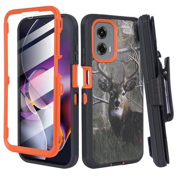 Thousandgear Compatible for Motorola Moto G 5G 2024 XT2417 Holster Case with Built-In Screen Protector, Belt Clip & Kickstand, Camo