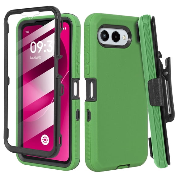 Thousandgear Designed for T-Mobile REVVL 8 5G / REVVL 8 / TMRV085G Case, Not for REVVL 8 Pro, Built-in Screen Protector Belt Clip Holster Rugged Cover - Green