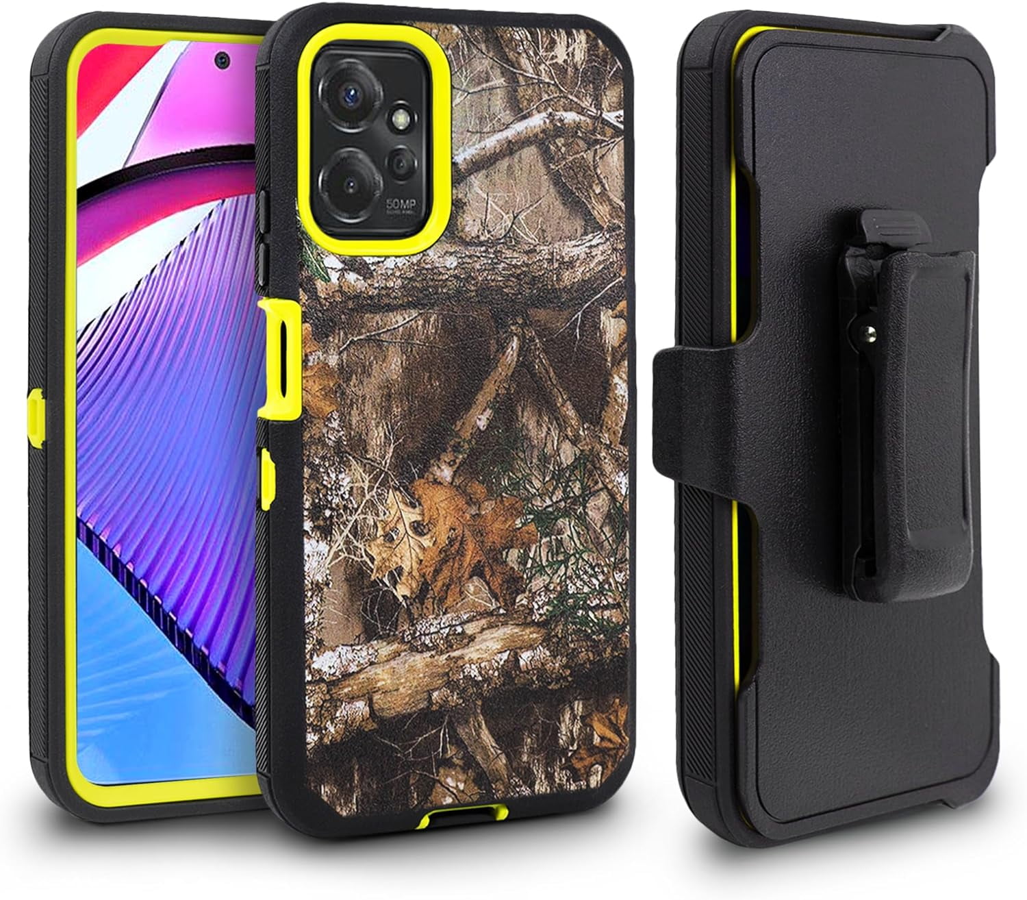 Designed For Motorola Moto G 5G 2024 Case With Belt Clip Holster, Built-in Screen, Anti-Drop, Shockproof, With Kickstand, Heavy Duty Protection (Camo - Foto 10