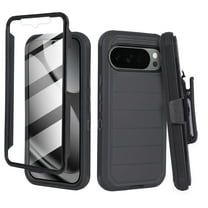6goodeals Compatible for Google Pixel 10 Pro XL 6.8 inch Screen Phone Case Kickstand Rugged Cell Phone Case Stripe Black