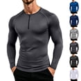 thumbnail image 1 of Thousandth Men Essential Fall Winter Athletic Base Tops Half Zip Mock Neck Compression Tops Quick Dry Thermal Tees for Hiking Gym Training Muscle Shaping, 1 of 8