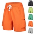 thumbnail image 1 of Thousandth Men Loose Lightweight Outdoor Casual Cargo Shorts Elastic Waist Drawstring Side Pocket Straight Leg Daily Summer Short Pants Daily Short Pants, 1 of 10