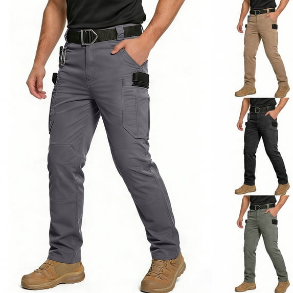 Thousandth Men's Cargo Pants Casual Stretch Joggers Quick-Dry Sweatpants Elastic Drawstring Workout Hiking Lightweight Training Pants Multi-Pocket Outdoor Trousers