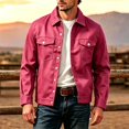 thumbnail image 1 of Thousandth Men's Casual Trucker Jacket Lapel Collar Button Down Outerwear Classic Utility Coat with Pockets Spring Fall Winter Clothes, 1 of 6