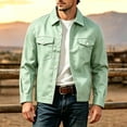 thumbnail image 1 of Thousandth Men's Casual Trucker Jacket Lapel Collar Button Down Outerwear Classic Utility Coat with Pockets Spring Fall Winter Clothes, 1 of 6