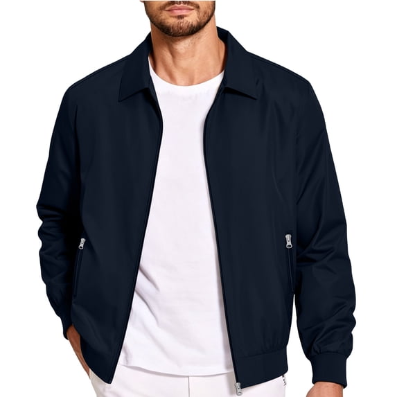 Thousandth Men's Casual Zip Up Bomber Jacket Stylish Lightweight Windbreaker Outerwear Trendy Spring Autumn Travel Jacket