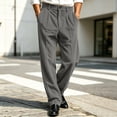 thumbnail image 1 of Thousandth Men's Corduroy Pants Classic Silm Fit Pleated Front Trousers with Belt Loops Casual Vintage Business Bottoms for Work, 1 of 7