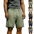 thumbnail image 1 of Thousandth Men's Lightweight Zipper Pocket Casual Vacation Breathable Solid Color Straight Leg Running Pants Drawstring Closure Bandage Elastic Waist Fashionable Shorts, 1 of 10