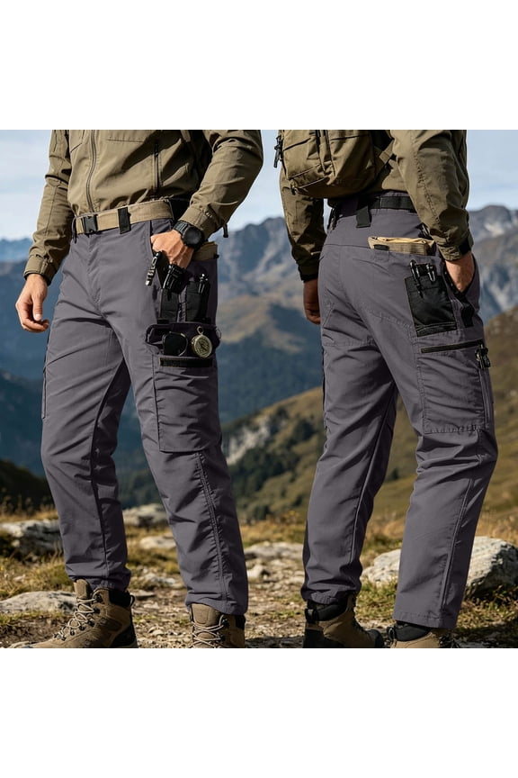 Men's Multi Pocket Cargo Pants Water Resistant Adjustable Ripstop Straight Pants Outdoor Hiking Work Utility Long Trousers