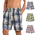 thumbnail image 1 of Thousandth Men's Plus Size Casual Elastic Waistband Fashionable Drawstring Checkered Athletic Five Point Ice Silk Quick Drying Shorts, 1 of 7