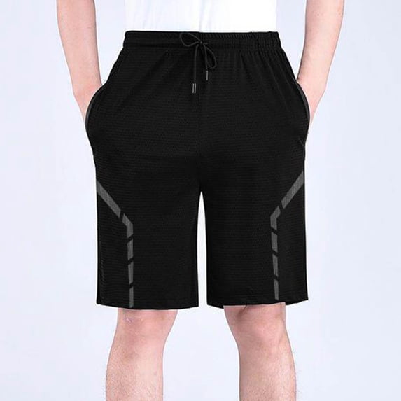Thousandth Men's Plus Size Relaxed Casual Fashionable Breathable Pocket Drawstring Elastic Waist Five Quarter Athletic Fitness Shorts