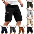 thumbnail image 1 of Thousandth Men's Solid Color Durable Loose Fashionable Elastic Waist Pocket Casual Workwear Shorts Work Cargo Shorts, 1 of 5